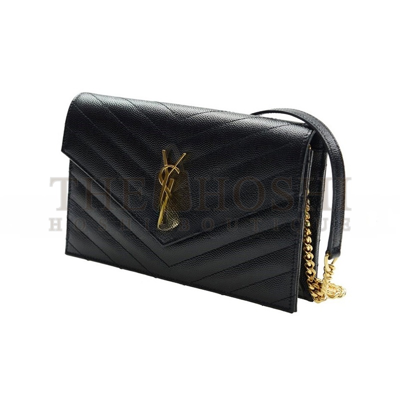 Y51 CASSANDRE ENVELOPE CHAIN WALLET IN GRAIN DE POUDRE LEATHER 393953BOW011000 (19*11.5*4cm) Master Quality